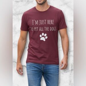 NWT Port & Company Graphic Tee Cotton I’m Just Here To Pet All The Dogs Size L